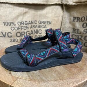 Laguna Men's 11 Retro Sport Sandals Black Purple Geometric Pattern Straps